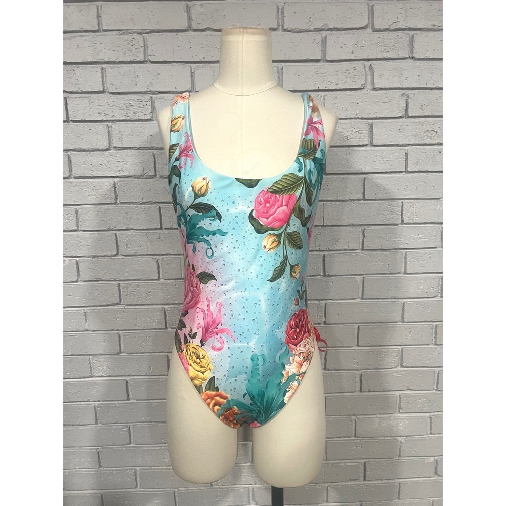 Agua Bendita Tribeca Mirage Floral Rhinestone One Piece Swimsuit | Size L